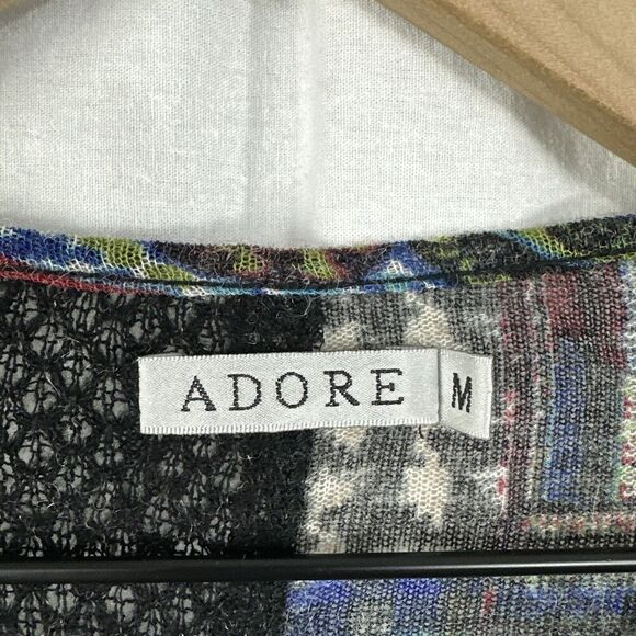 Adore Artsy Mixed Media Patchwork Textured Long Sleeve Tunic Top Womens Size M - Picture 3 of 13